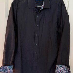 Robert Graham Black Shirt with Vibrant Cuffs